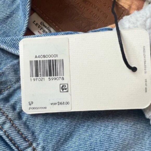 Levi's Men's Western Lined Type I Sherpa Trucker Jacket Light Wash Size Small - Picture 4 of 8